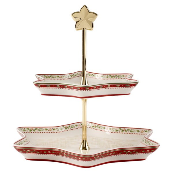 Piros-fehér porcelán emeletes tálca karácsonyi motívummal - Villeroy & Boch