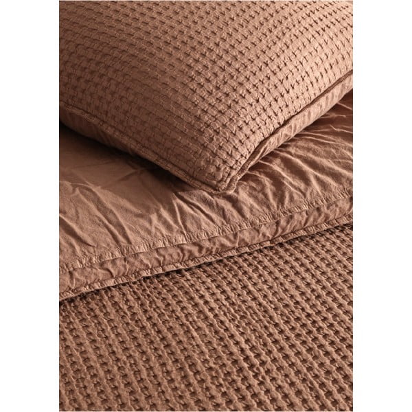Barna egyszemélyes renforcé pamut ágyneműhuzat 140x200 cm Waffle Striped – Mila Home Luxury-image-1
