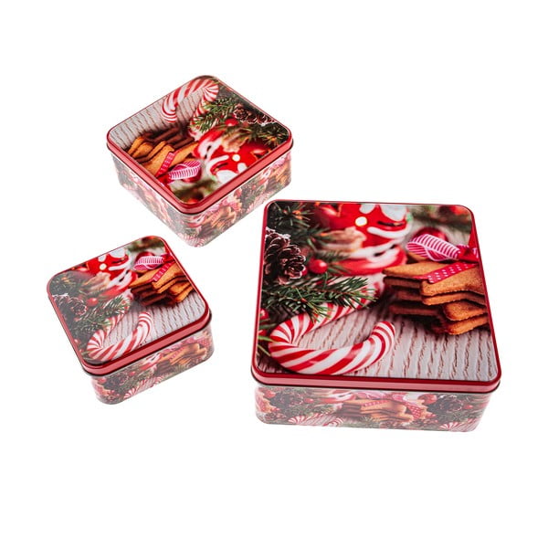 Fém aprósütemény tartó doboz szett 3 db-os Christmas – Dakls