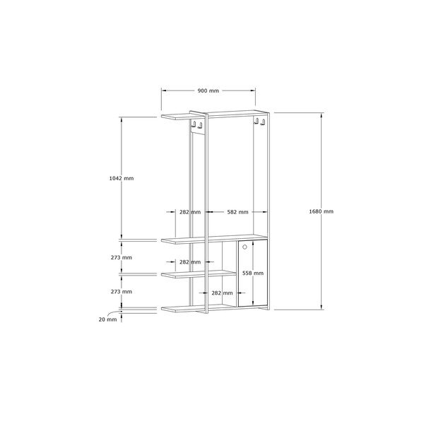 Fekete-natúr színű előszoba bútor Kumsal – Kalune Design-image-3
