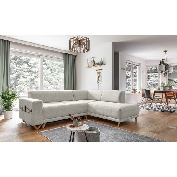 Bézs kinyitható-tárolóhelyes sarokkanapé (jobb oldali-L alakú) Classy Sophie – Miuform-image-3