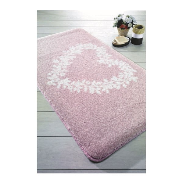 Spring Heart rózsaszín fürdőszobai szőnyeg, 80 x 140 cm - Confetti