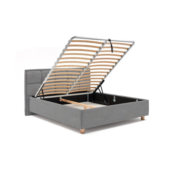 Karme világoskék kétszemélyes ágy ágyráccsal és tárolóhellyel, 160 x 200 cm - AzAlvásért-image-4