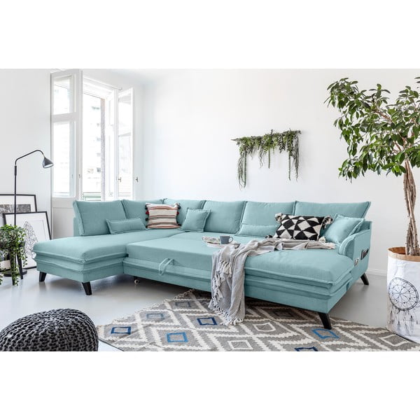 Charming Charlie világoskék kinyitható U alakú kanapé, bal oldali - Miuform-image-4