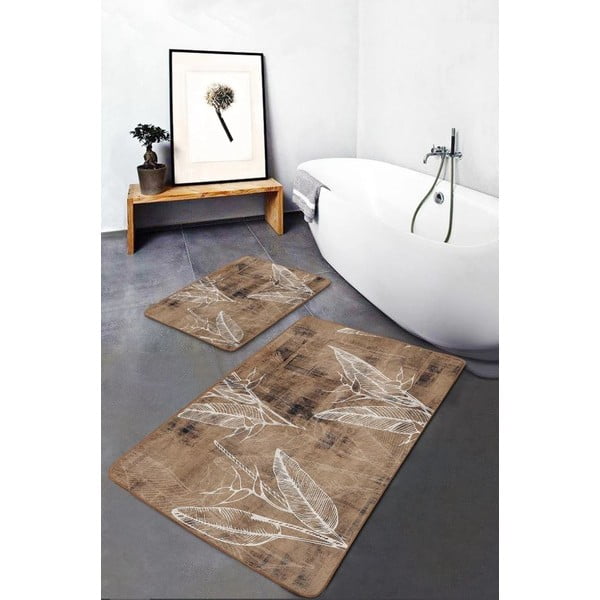 Barna bársony fürdőszobai kilépő szett 2 db-os 60x100 cm – Mila Home-image-3
