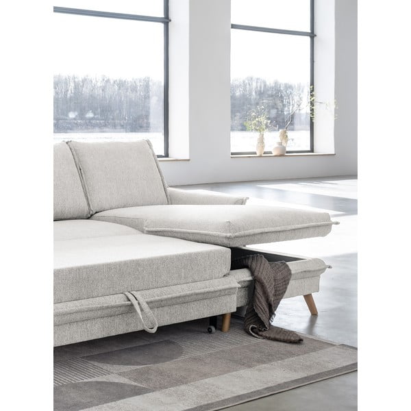 Bézs kinyitható sarokkanapé (jobb oldali) Charming Charlie – Miuform-image-4