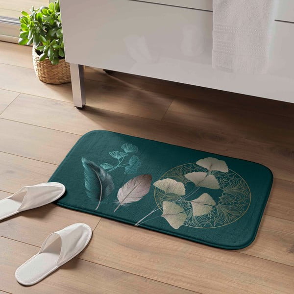 Türkiz fürdőszobai kilépő 45x75 cm Ginkoblue – douceur d'intérieur-image-1