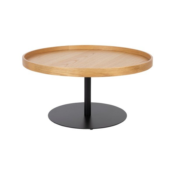 Natúr színű kerek dohányzóasztal tölgyfa dekoros asztallappal ø 70 cm Yuri L – White Label