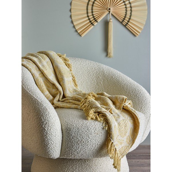 Sárga pamutkeverék takaró 130x155 cm Pratello – Bloomingville-image-3