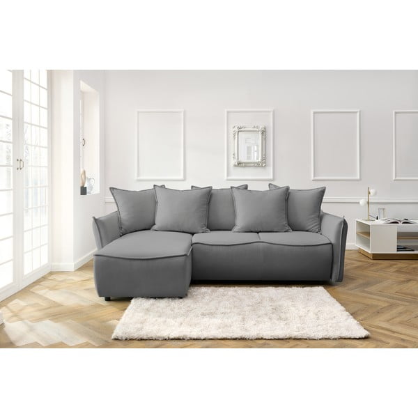 Világosszürke kinyitható sarokkanapé (bal oldali) Leon – Bobochic Paris-image-1