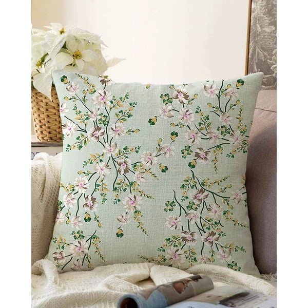Bloom zöld pamut keverék párnahuzat, 55 x 55 cm - Minimalist Cushion Covers