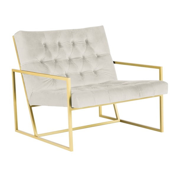 Bono krémszínű fotel aranyszínű konstrukcióval - Mazzini Sofas