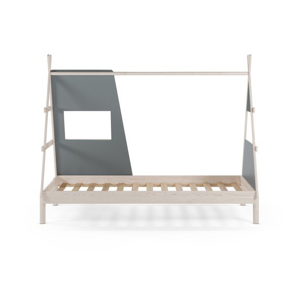 Szürkészöld borovi fenyő házikó alakú gyerekágy ágyráccsal 90x200 cm Enola – Marckeric-image-3