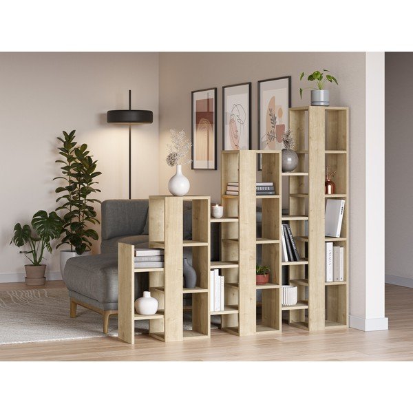 Natúr színű polcos állvány tölgyfa dekorral 158x151 cm Anissa – Marckeric-image-1