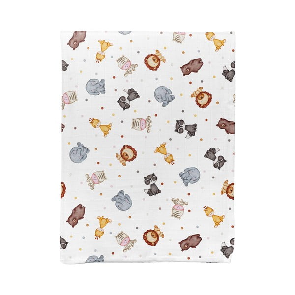Fehér muszlin gyerek takaró 75x100 cm Zoo – Mijolnir