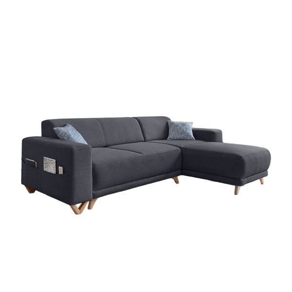 Antracitszürke kinyitható-tárolóhelyes sarokkanapé Classy Sophie – Miuform