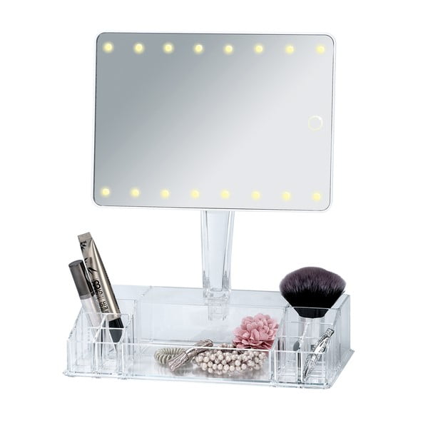 Farnese fehér kozmetikai tükör LED fénnyel és smink rendszerezővel - Wenko-image-3