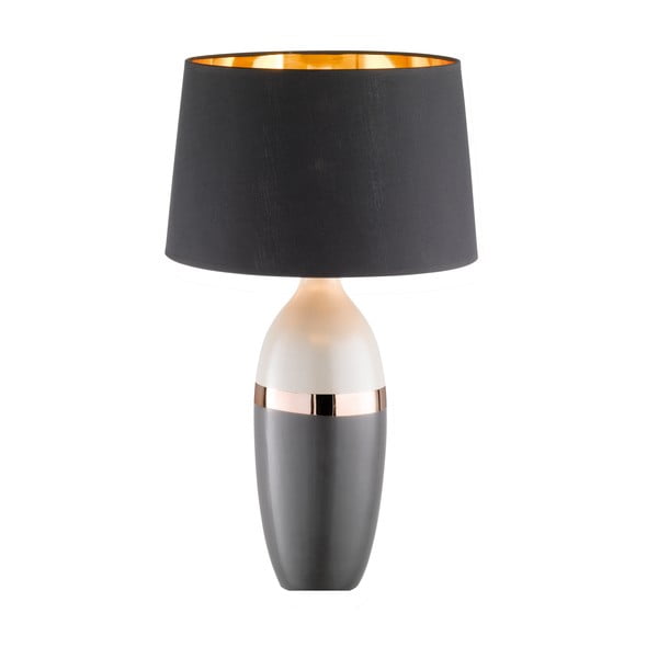 Fekete-szürke asztali lámpa textil búrával (magasság 45 cm) Foro – Fischer & Honsel