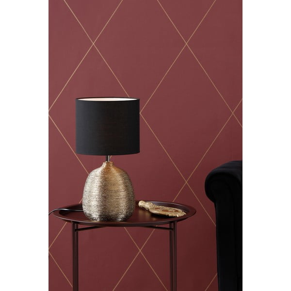 Fekete-aranyszínű asztali lámpa textil búrával (magasság 37,5 cm) Oscar – Markslöjd-image-1