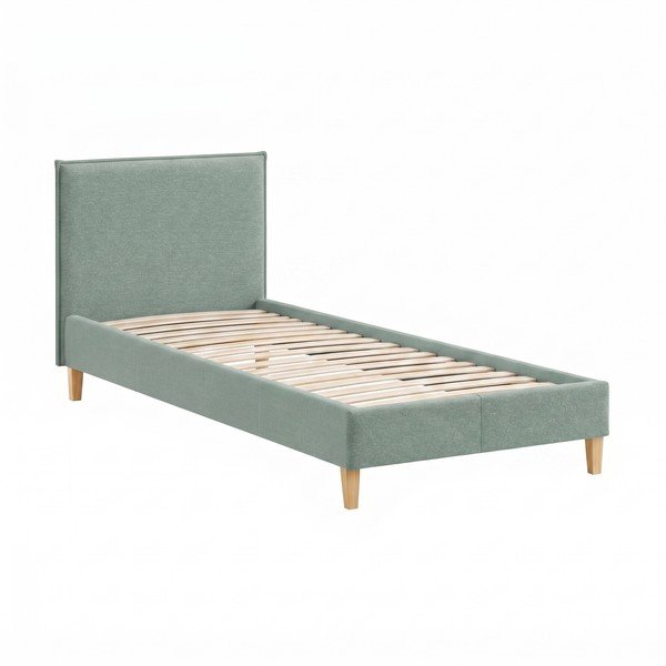 Zöld kárpitozott egyszemélyes ágy ágyráccsal 90x200 cm Tina – Ropez