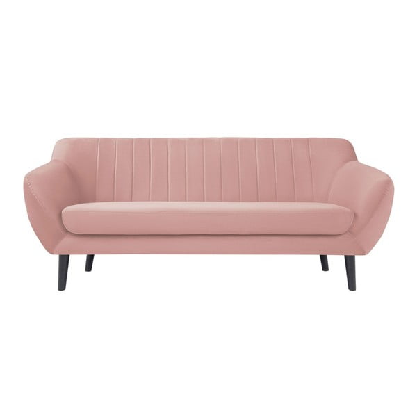 Toscane világos rózsaszín 3 személyes kanapé, fekete lábak - Mazzini Sofas