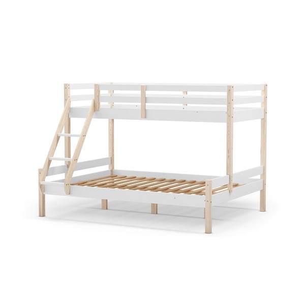 Fehér emeletes borovi fenyő gyerekágy 90x190-140x190 cm Livia – Marckeric-image-3