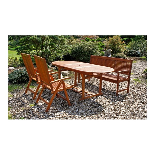 Stockholm háromszemélyes kerti pad eukaliptuszfából - Garden Pleasure-image-2