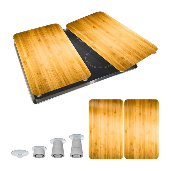 Edzett üveg tűzhely fedőlap szett 2 db-os 52x30 cm Wooden – Maximex-image-2