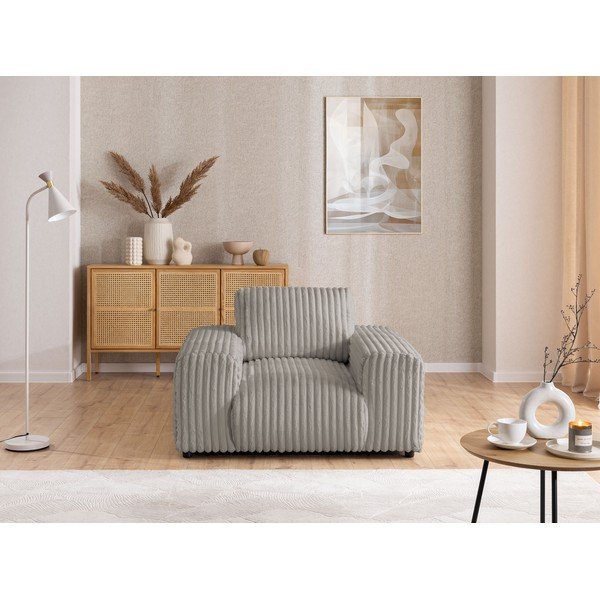 Világosszürke kordbársony fotel Justin – Ropez-image-1