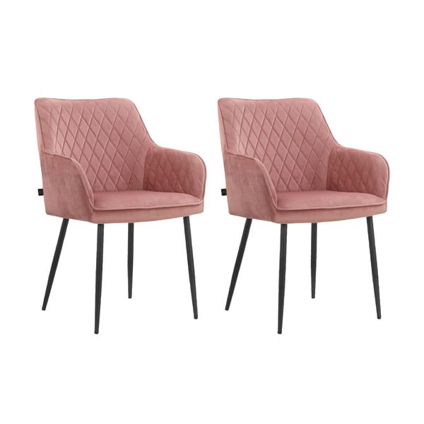 Világos rózsaszín kárpitozott étkezőfotel szett 2 db-os Elvira – Støraa-image-4