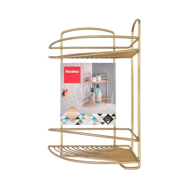 Aranyszínű acél fürdőszobai sarokpolc Onda – Metaltex-image-2