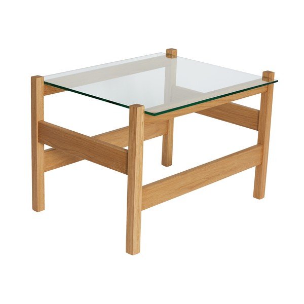 Natúr színű dohányzóasztal üveg asztallappal 52x66 cm Ledge – Hübsch