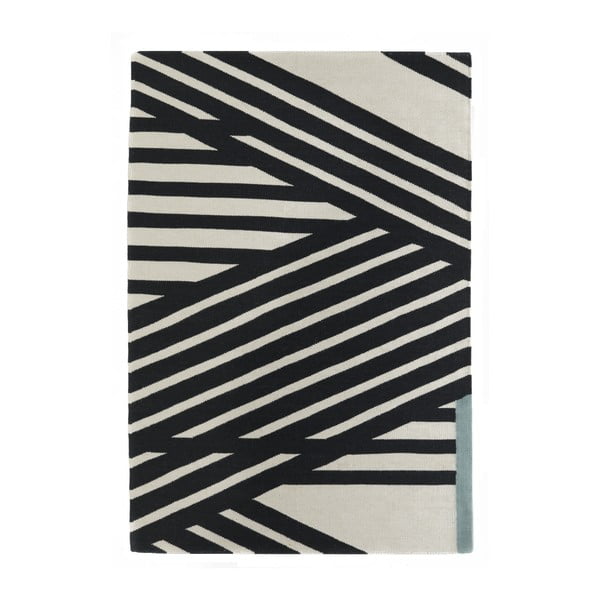 Stripes kézzel szőtt fekete-fehér gyapjú szőnyeg, 160 x 230 cm - Art for Kids