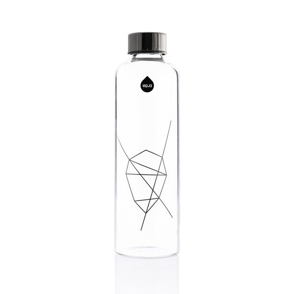 Fehér-fekete ivópalack boroszilikát üvegből, műbőr tartóval 750 ml Mismatch Stone - Equa-image-2