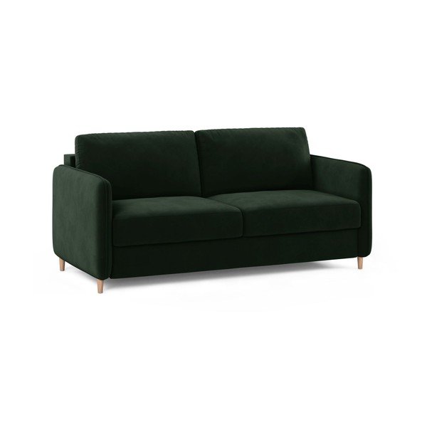 Sötétzöld bársony kanapé mindennapos alvásra 184 cm – Micadoni -image-2