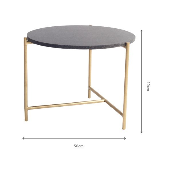 Fekete márvány kerek dohányzóasztal ø 50 cm Morgans – Really Nice Things-image-4