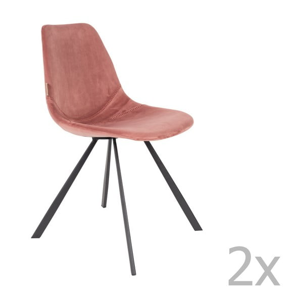 Franky 2 db-os fáradt rózsaszín szék szett bársony kárpittal - Dutchbone