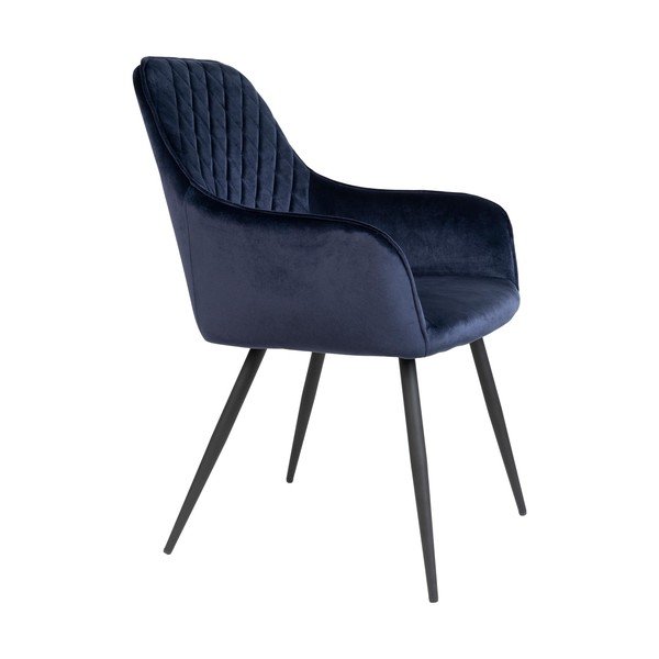 Sötétkék kárpitozott karfás étkezőfotel szett 2 db-os Harbo – House Nordic-image-3