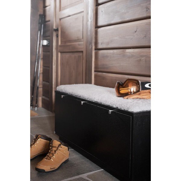 Fekete-szürke ülőkés cipőtartó tölgyfa dekorral Confetti – Rowico-image-4