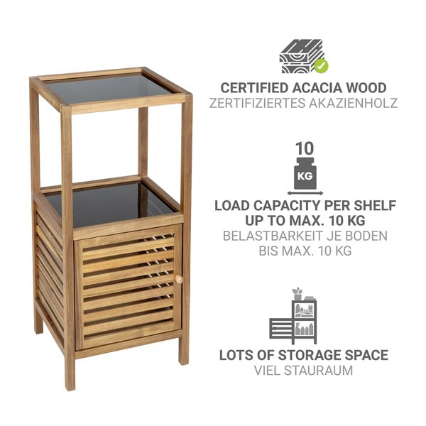 Fekete-natúr színű akácfa alacsony-keskeny fürdőszoba szekrény 39,5x86 cm Fondi – Wenko-image-2