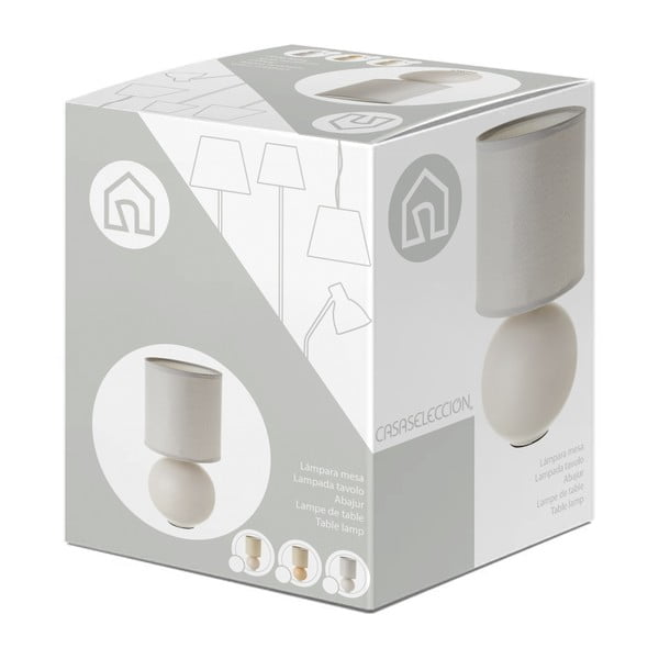 Bézs kerámia asztali lámpa textil búrával (magasság 24,5 cm) – Casa Selección-image-4