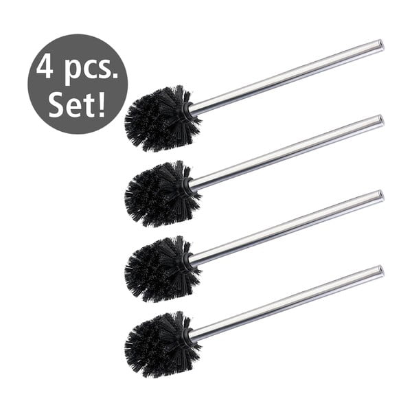 Fényes ezüstszínű rozsdamentes acél tartalék WC-kefe szett 4 db-os Ø8cm – Wenko