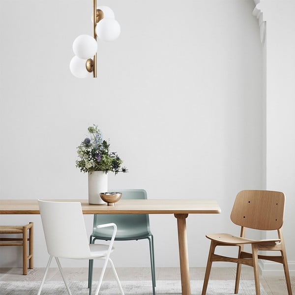 Fehér-sárgaréz színű mennyezeti lámpa üveg búrával ø 15 cm Faze – Opviq lights-image-1