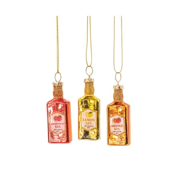 Üveg kézzel készített karácsonyfadísz készlet 3 db-os ø 3 cm Gin Bottle – Sass & Belle