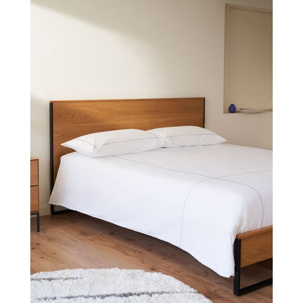 Natúr színű franciaágy ágyráccsal 160x200 cm Taiana – Kave Home-image-4