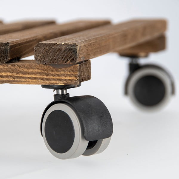 Barna fa gurulós alátét virágcserép alá, 29 x 29 cm - Esschert Design-image-1