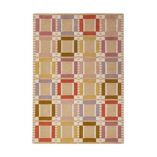 Natúr színű kézi szövésű gyapjú szőnyeg 140x200 cm Quadro Wool – Flair Rugs