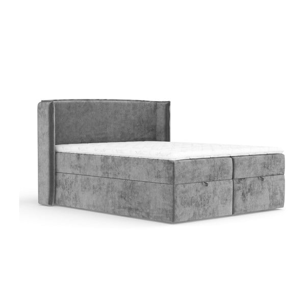 Szürke ágyneműtartós boxspring ágy 200x200 cm Passion – Maison de Rêve