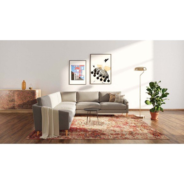 Bézs bársony sarokkanapé Karoto – Ame Yens-image-1