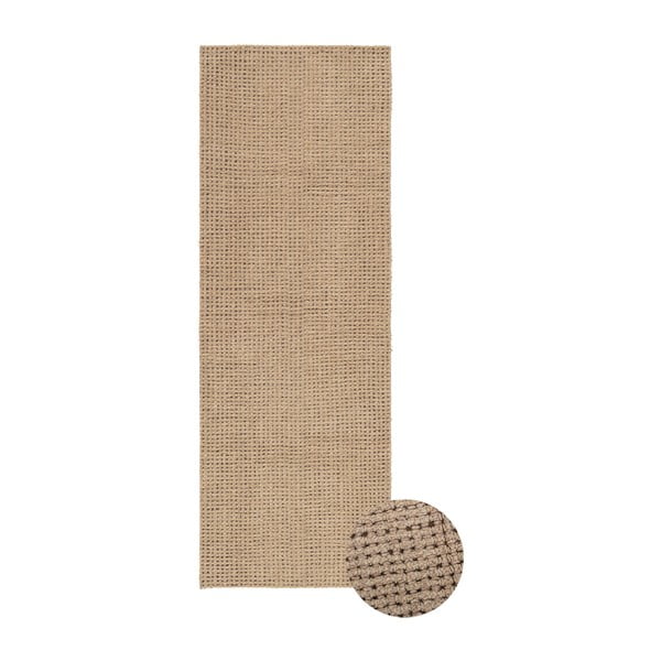 Natúr színű mosható-kézi szövésű gyapjú futószőnyeg 80x230 cm Unexpected Wool – Lorena Canals
